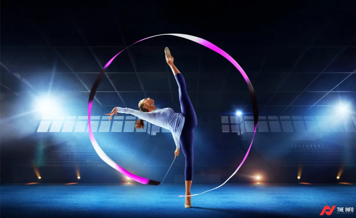 Gymnast practicing flexibility exercises, demonstrating dedication to training.