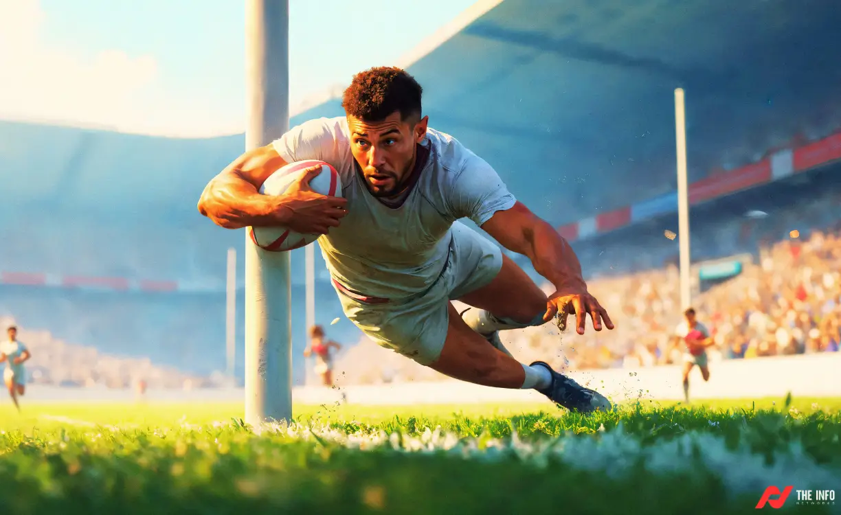  rugby player running with the ball.